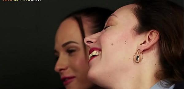 Dominating CFNM schoolgirls blowing nerds cock